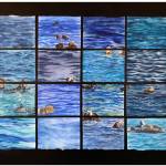 The Kachemak Bay Watercolor Societys annual collaboration painting, Otter Flotilla, is on display through June in their exhibit at Fireweed Gallery in Homer, Alaska. Photo provided by Fireweed Gallery