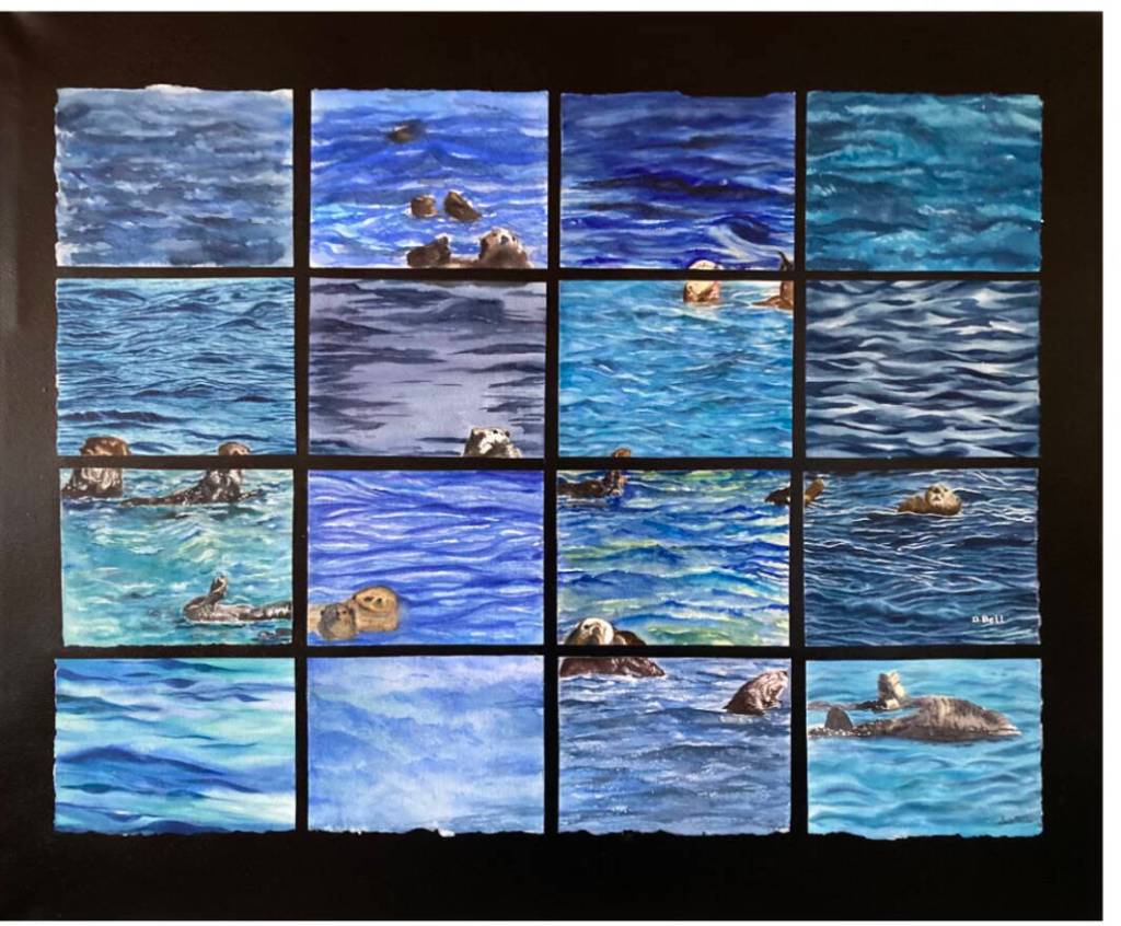 The Kachemak Bay Watercolor Societys annual collaboration painting, Otter Flotilla, is on display through June in their exhibit at Fireweed Gallery in Homer, Alaska. Photo provided by Fireweed Gallery
