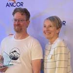 Brian Ormond stands with ANCOR Board President Lori Kress at the awards ceremony in San Diego on Wednesday, April 9. (Photo courtesy of Kim Champney)
