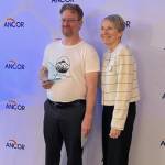 Brian Ormond stands with ANCOR Board President Lori Kress at the awards ceremony in San Diego on Wednesday, April 9. (Photo courtesy of Kim Champney)