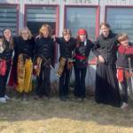West Homer Elementary students stand outside the Homer Senior Center during their tour to perform Shakespeare this spring. (Photo courtesy of Sarah Brewer)