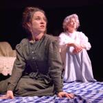 Kathy Brennan and Christine Kulcheski perform in The Half-Life of Marie Curie in February 2025, in Homer, Alaska. The show will run again, May 15-18, 2025, at Pier One Theatre in Homer. Photo courtesy of Christopher Kincaid