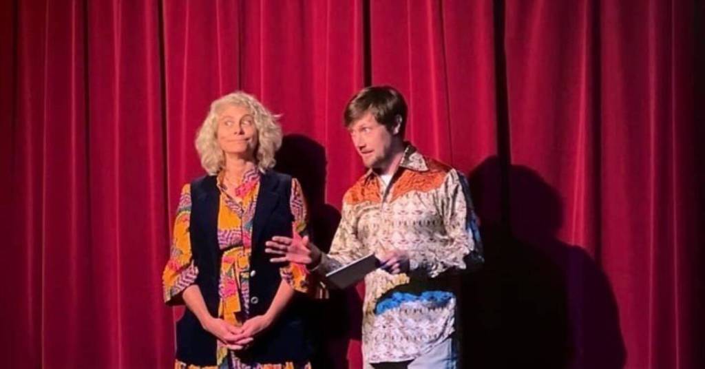Christine Kulcheski and Rudy Multz give an introduction before a Ten Minute Play Festival performance in August 2024, at Pier One Theatre in Homer, Alaska. Photo provided by Jennifer Norton