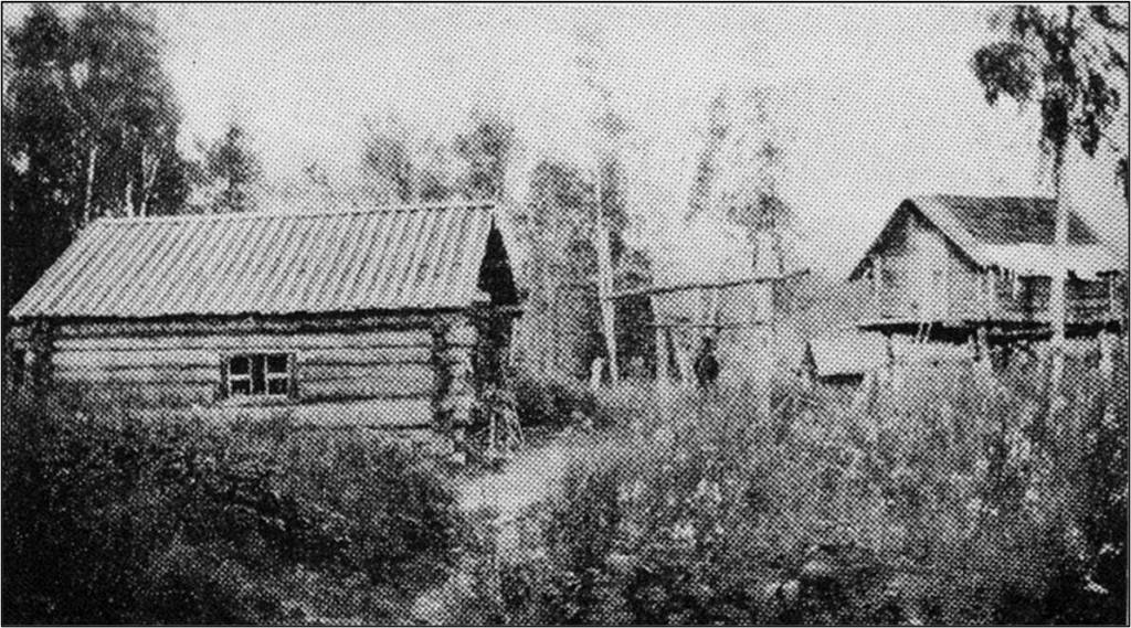 Very few photographs exist of the Kings County Mining Companys cabin near Skilak Lake. By the time this photograph was taken in the late 1910s by the U.S. Geological Survey, other structures had been added to the site, and the cabin was being used regularly.
