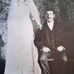 Carl August Petterson and his bride, Matrona Demidoff, pose for a wedding portrait in 1903 in Kenai. Demidoff has been born in Kenai; Petterson was one of the members of the Kings County Mining Company who remained in Alaska after most of the company returned to the East Coast. (Photo from Once Upon the Kenai: Stories from the People)