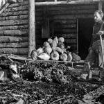 Herman Stelter, seen here in front of his home in the Kenai River canyon, was another of the Kings County Mining Company members to stay in Alaska. (U.S. Forest Service photo, circa 1910s)