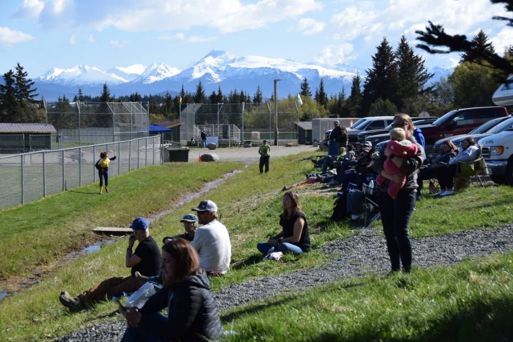 Spectators gather on Friday, May 9during the Bash on the Bay tournament at Jack Gist Park in Homer, Alaska. (Chloe Pleznac/Homer News)