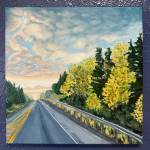 Days Like These is an acrylic painting by Ashley Story, on display in her solo exhibit at the Art Shop Gallery in Homer, Alaska, through May 2025. Photo by Christina Whiting