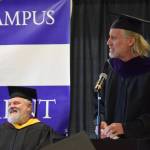 South Peninsula Behavioral Health Services CEO Jay Bechtol, 2025 commencement keynote speaker, shares wisdom with graduates at the 55th annual commencement ceremony on Wednesday, May 7, 2025, at Kachemak Bay Campus in Homer, Alaska. (Delcenia Cosman/Homer News)