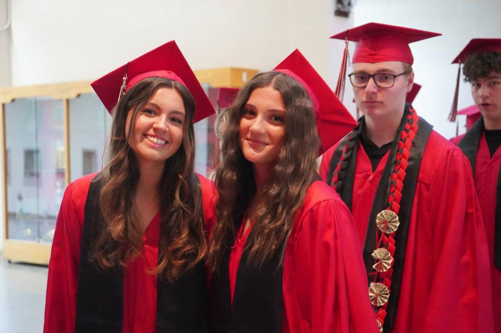 Students process into the Kenai Central High School graduation ceremony in Kenai, Alaska, on Tuesday, May 20, 2025. (Jake Dye/Peninsula Clarion)