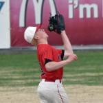 Kenai Centrals Avery Martin makes a catch in left field at the Division II state baseball tournament at Coral Seymour Memorial Park in Kenai, Alaska, on Friday, June 6, 2025. (Photo by Jeff Helminiak/Peninsula Clarion)