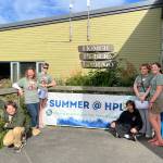 Homer Public Library youth services librarian Cinda Nofziger (left center) poses with teen volunteers during HPLs summer reading program party on July 27, 2024, in Homer, Alaska. Photo provided by the Homer Public Library