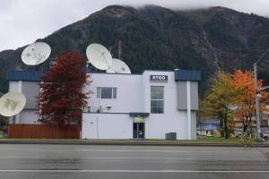 Laurie Craig / Juneau Empire file photo
The present-day KTOO public broadcasting building, built in 1959 for the U.S. Armys Alaska Communications System Signal Corps, is located on filled tidelands near Juneaus subport. Today vehicles on Egan Drive pass by the concrete structure with satellite dishes on the roof that receive signals from NPR, PBS and other sources.
