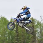 Benny Loyer of Palmer soars through the air racing 65 intermediate at the Alaska State Motocross Series Race 4 on Sunday, June 15, 2025, at Twin City Raceway in Kenai, Alaska. (Photo by Jeff Helminiak/Peninsula Clarion)