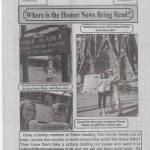 The Homer News, a small print publication based in Cortland County, New York, features photos on the back page of readers who travel with copies of the newspaper. This issue of The Homer News shows Gary Root visiting Homer, Alaska and posing for a photo with the New York paper under the Homer Alaska, Halibut Fishing Capital of the World sign at the top of Baycrest Hill. Photo courtesy of Kim L. Hubbard