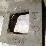 Photo courtesy of the Melchior Family Collection
This handmade cover plate adorned the chimney of Stephan Melchiors family in Ingedorf, Germany. In 1878, the year he turned 20, Stephan carved the date and his initials into the material.