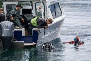 The Alaska Dive Search Rescue and Recovery Team conducts a training mission in Seward, Alaska in 2024. Photo courtesy of the Alaska Dive Search Rescue and Recovery Team