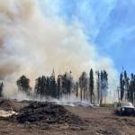 Fire crews respond to the Bruce Fire, July 4, 2025, in Soldotna, Alaska. (Alaska Division of Forestry)