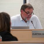 Superintendent Clayton Holland speaks during a meeting of the Kenai Peninsula Borough School District Board of Education in Soldotna, Alaska, on Monday, July 7, 2025. (Jake Dye/Peninsula Clarion)