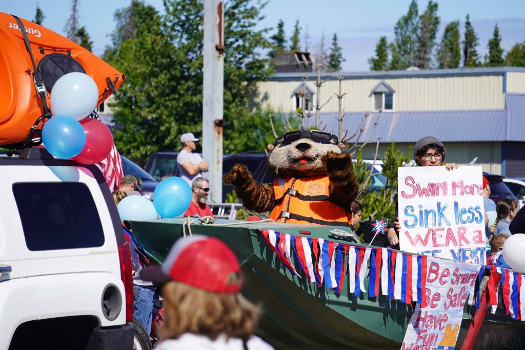 The U.S. Coast Guard Auxiliary calls for water safety during a Fourth of July parade on South Willow Street in Kenai, Alaska, on July 4, 2025. (Photo courtesy Sarah Every)