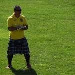 A judge looks on and takes note during the 2025 Kachemak Bay Highland Games on July 5 at Karen Hornaday Park. (Chloe Pleznac/Homer News)