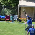 An athlete throws during the 2025 Kachemak Bay Highland Games on July 5 at Karen Hornaday Park. (Chloe Pleznac/Homer News)