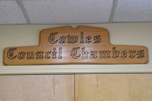 The Cowles Council Chambers are seen in Homer City Hall on Pioneer Avenue in April 2025 in Homer, Alaska. (Homer News file photo)