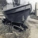 A skilled woodworker and craftsman, Steve Melchior poses in Seward with his pleasure boat, the Prospector, which he completed in August 1931. (Photo courtesy of the Melchior Family Collection)
