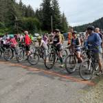 Runner and cyclists line up at the starting line near the Jakolof Bay Dock on July 26, 2025, for the annual Jakolof Bay 10 Miler in Seldovia, Alaska. Photo provided by Tania Spurkland