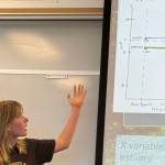 Team Seaweed presents their research on July 28 in Pioneer Hall at Kachemak Bay Campus. (Chloe Pleznac/Homer News)