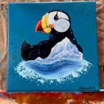 Chill Puffin is an acrylic painting by Felicity Jones Bechtel on display through August at the Art Shop Gallery. Photo provided by Felicity Jones Bechtel