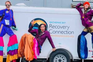 The Sea Leg Stilts pose for a photo ahead of the 3rd annual 5K Run for Recovery this Saturday. (Photo courtesy of Kachemak Bay Recovery Connection)