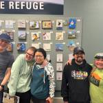 Artists in the Homer Independent Living Centers Artability program are photographed with their artwork on display at the Alaska Maritime National Wildlife Refuge during the 2025 Shorebird Festival in Homer, Alaska. Photo provided by the Independent Living Center