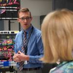 Kenai Peninsula Borough School District IT Manager Jordan Chilson leads a tour of the districts server infrastructure in Soldotna, Alaska, on Wednesday, Aug. 20, 2025. (Jake Dye/Peninsula Clarion)