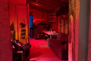 A photo from July, 2025 of the backstage at Pier One Theatre. (Chloe Pleznac/Homer News)