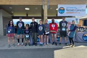 Top finishers of the 3rd annual Run for Recovery pose with Borough Mayor, Peter Micciche, on Saturday, Aug. 30, 2025 at the Homer Deep Water Dock. (Photo courtesy of Kachemak Bay Recovery Connection)