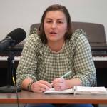 Shelby Oden, candidate for the Kalifornsky seat on the Kenai Peninsula Borough School District Board of Education, participates in a forum at the Soldotna Public Library in Soldotna, Alaska, on Monday, Sept. 15, 2025. (Jake Dye/Peninsula Clarion)