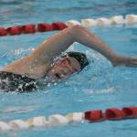 Kenai Centrals Emma Castimore competes in the 500-yard freestyle at the Kenai Invitational at Kenai Central High School on Saturday, Sept. 20, 2025, in Kenai, Alaska. (Photo by Jeff Helminiak/Peninsula Clarion)