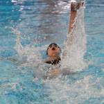 Kenai Centrals Abigail Price competes in the 100-yard backstroke at the Kenai Invitational at Kenai Central High School on Saturday, Sept. 20, 2025, in Kenai, Alaska. (Photo by Jeff Helminiak/Peninsula Clarion)