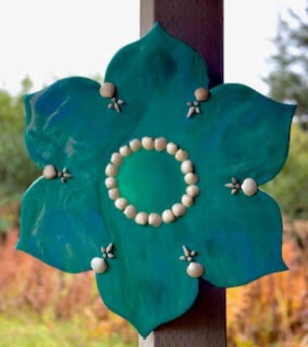 Lilly of Sea and Shell #1 is a mixed media piece by Cynthia West, on display through October in her solo exhibit at Grace Ridge Brewing. Photo provided by Cynthia West