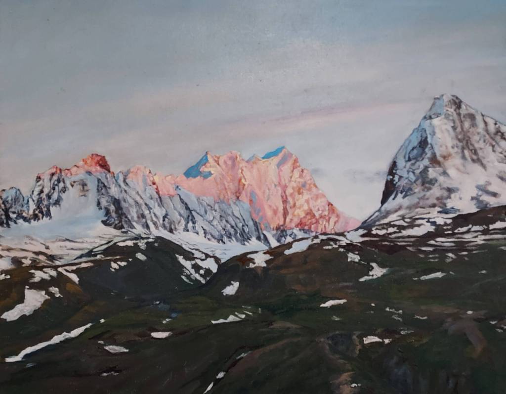 The Brooks is an oil painting by Kayla McGrath on display in her solo exhibit in the gallery at South Peninsula Hospital. Photo provided by Homer Council on the Arts