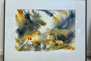 "Katmai Bears" is a watercolor painting by Bruce Sink on display through October at Fireweed Gallery. Photo provided by Fireweed Gallery