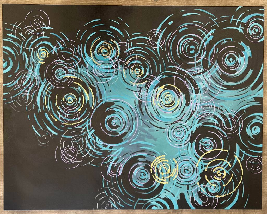 Where I Feel At Home is an acrylic and foil painting on canvas by Pamela Fraley. Photo provided by Pamela Fraley