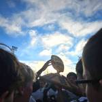 The Homer Mariners varsity football team celebrates their victory after the Division III state championships game on Saturday, Oct. 18, 2025, in Wasilla, Alaska. Photo provided by Justin Zank