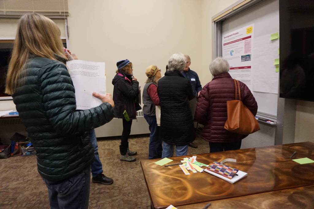Community members attending the Title 21 Open House hosted by the City of Homer review the citys development process in line with existing zoning and planning code on Thursday, Nov. 6, 2025, at Kachemak Bay Campus in Homer, Alaska. Photo courtesy Karyn DeCino