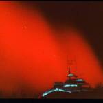A rare red aurora is seen over Alaska in February 1958. Photo courtesy of the University of Alaska Fairbanks Geophysical Institute