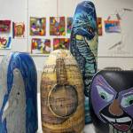 Painted buoys by the Independent Living Centers Artability participants are on display at ILCs Activity Center on First Friday, Dec. 5, 2025, in Homer, Alaska. Photo provided by the Independent Living Center