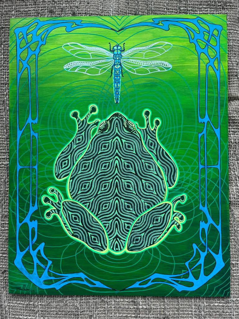 Harmonize is an acrylic painting by John Sheipe on display in Grace Ridge Brewings December Community Art exhibit, featuring works by numerous Homer artists. Photo provided by John Sheipe