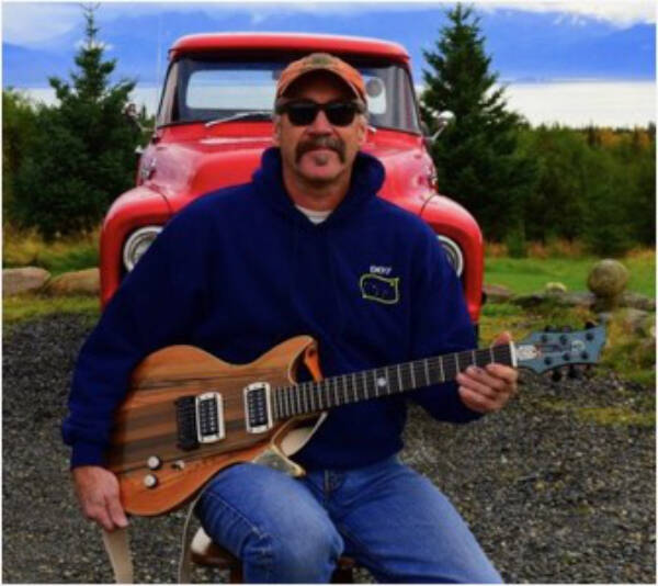 Dave Gerards handmade guitars will be on display through December at Grace Ridge Brewing in Homer, Alaska. Photo provided by Beth Carroll