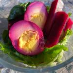 Served together on a bed of greens, these pickled eggs and beets make a light but cheerful lunch. Photo by Tressa Dale/Peninsula Clarion